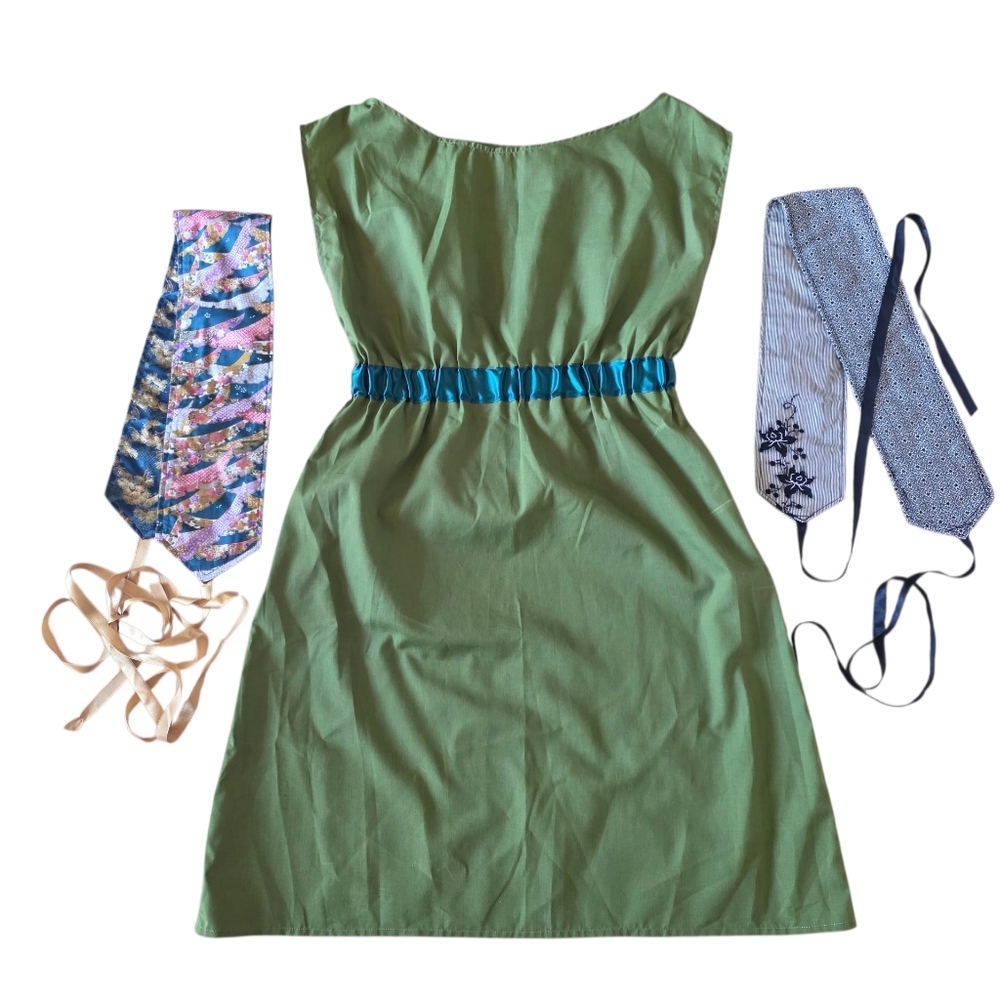 Baronneleth By Angie Green Dress With 2 Reversible Belts Size M